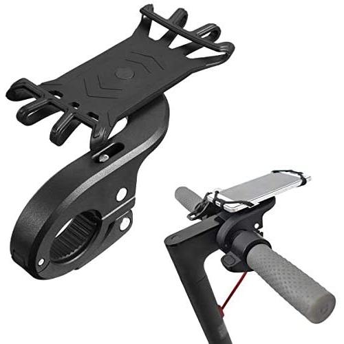 Scooter Handlebar Mount, Bike Phone Bracket, Silicone Bicycle Cell Phone Holder Motocycle Handlebar Cradle Rack Compatible with Iphone Xs, XS, XR, X, 8 Plus, 7 Fit Size 4"-6.5" Smartphone Devices