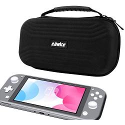 Carry Case for Nintendo Switch Lite, Hard Shell Case Compact with Original Nintendo AC Adapter, 18 Games and 4 SD Cards, Zipper Pouch for Switch Joy-con & Accessories (Black)