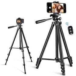 Phone Tripod, Torjim 50-inch Extendable and Lightweight Aluminum Tripod Stand with Bluetooth Remote Shutter, Phone Clip, Portable Travel Tripod for Photography, Video Recording, Vlogging, and More