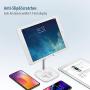 Cell Phone Stand, Angle Height Adjustable Phone Holder, Aluminum Desktop Charging Dock with Non-slip Base and Charging Port, Tablet Stand Holder Compatible with Mobile Phone/iPad/Kindle/Tablets, White