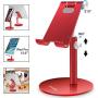 Adjustable Tablet/Phone Stand, AICase Telescopic Adjustable iPad Stand Holder,Universal Multi Angle Aluminum Stand Compatible with iPhone Smart Cell Phone/Tablet/iPad(4-13 inch), Red