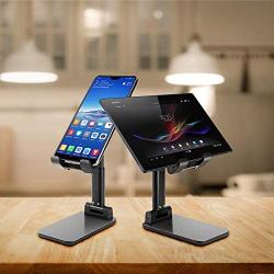 Desk Phone Stand,Height Increasing,Cell Phone Stand, Foldable Tablet Stand, Adjustable Phone Stand Desktop Phone Holder Cradle Dock Compatible with All Mobile Phones,Tablets (7-10") (Black)