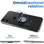 Cell Phone Finger Ring Stand-360° Rotation Metal Ring Grip for Magnetic Car Mount Compatible with All Smartphone Black