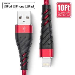 iPhone Charger 10 ft, [Apple MFi Certified] Lightning Cable 10 Foot,Long Durable Braided 10 feet Nylon Metal Connector Charger Cord Compatible with iPhone 11/11Pro/11Max/ X/XS/XR/XS Max/8/7/6/5S/SE