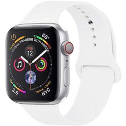 YC YANCH Compatible with for Apple Watch Band 38mm 40mm, Soft Silicone Sport Band Replacement Wrist Strap Compatible with for iWatch Series 5/4/3/2/1, Nike+, Sport, Edition, S/M, White