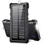 Portable Solar Charger, BEARTWO 24000mAh Solar Power Bank Panel Charger with 2 USB Outputs External Battery Pack High-Speed & Capacity Solar Phone Charger for Camping Outdoor for iOS Android (Black)