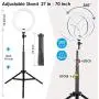 10.2" Selfie Ring Light with Tripod Stand - Dimmable RGB Ring Light LED Circle Lights Halo Lighting with Stand & Phone Holder for Live Steaming Make Up Vlogging Video, Compatible for iPhone Android 10.2" Selfie Ring Light with Tripod Stand - Dimmable RGB Ring Light LED Circle Lights Halo Lighting with Stand & Phone Holder for Live Steaming Make Up Vlogging Video, Compatible for iPhone Android