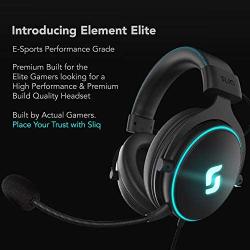 Sliq Gaming Element Elite Stereo Sound 53mm PC Gaming Headset/Headphone LED Edition for PC, Xbox One, PS4 - Detachable Microphone/Mic – Metal Frame - in-line Audio Controls – 3.5mm Jack