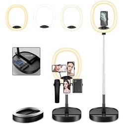 13" LED Ring Light with Stand & Phone Holder,Foldable Makeup Light 25.4" - 70.9" Stretchable Portable Selfie Desk Fill Light Built-in 7200mah Battery for YouTube/TikTok Video,Indoor/Outdoo Live Stream