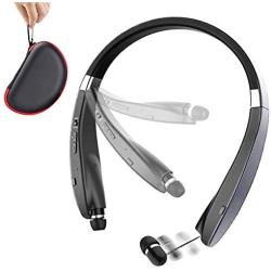 Foldable Bluetooth Headset, Beartwo Lightweight Retractable Bluetooth Headphones for Sports&Exercise, Noise Cancelling Stereo Neckband Wireless Headset (with Carry case)