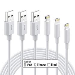 iPhone Charger Apple MFi Certified - Lightning Cable 3Pack 3ft 6ft 10ft Durable Lightning to USB A Charging Cable for iPhone 11 Xs Max XR X 8 Plus 7 Plus 6 Plus SE 2020 iPad Pro iPod Airpods - White