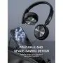 Vogek On Ear Headphones with Mic, Stereo Bass Fold-Flat Headset, Wired Portable Earphones with Microphone, Adjustable Headband and 1.5M Tangle Free Cord for Kids Students Teens Adults, Grey
