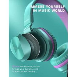 PeohZarr On-Ear Headphones with Microphone, Lightweight Folding Stereo Bass Headphones with 1.5M Tangle Free Cord, Portable Wired Headphones for Smartphone Tablet Laptop Computer MP3/4-Green