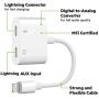 [Apple MFi Certified] 2 in 1 Dual Lightning iPhone Adapter & Splitter, Adapter Dual Converter Cable Headphone Music+Charge+Call+Volume Control Compatible for iPhone 11/11 Pro/XS/XR/X 8/7, iPad-iOS 13