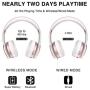 Picun P26 Bluetooth Headphones Over Ear 40H Playtime Hi-Fi Stereo Wireless Headphones Girl Deep Bass Foldable Wired/Wireless/TF for Phone/TV Bluetooth 5.0 Wireless Earphones with Mic Women (Rose Gold)