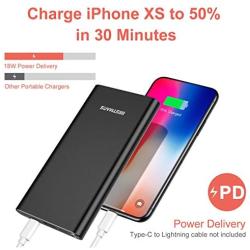 PD 3.0 18W Quick Charge Power Bank QC Portable Charger High Speed 10000mAh Fast Charging USB-C Back Up Battery Pack Compatible for iPhone 11 Pro Max Samsung Galaxy S10 S9 S8 Note 9 8 Cell Phone Black