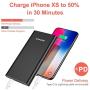 PD 3.0 18W Quick Charge Power Bank QC Portable Charger High Speed 10000mAh Fast Charging USB-C Back Up Battery Pack Compatible for iPhone 11 Pro Max Samsung Galaxy S10 S9 S8 Note 9 8 Cell Phone Black