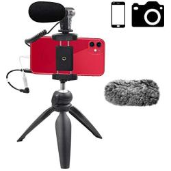 Smartphone Camera Video Microphone Kit,Veksun ASMR Microphone for YouTube Windscreen 3.5mm Jack External Mic for Phone iPhone Samsung DSLR Canon Nikon with Mini Tripod