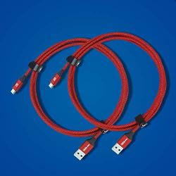 Micro USB Cable Android, BrexLink Micro USB to USB 2.0 Cable (2-Pack, 6.6 Feet) Nylon Braided Sync and Fast Charging Cable for Samsung, Kindle, Android Smartphones, Galaxy S7 Edge, Moto G5, PS4 (Red)