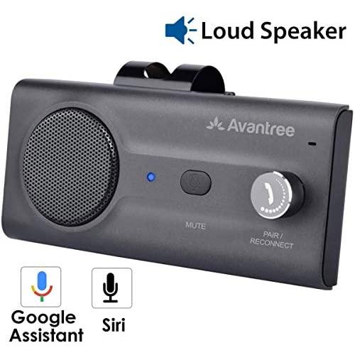 Avantree CK11 Hands Free Bluetooth Car Kits, Loud Speakerphone, Support Siri Google Assistant & Motion Auto On Off, Volume Knob, Wireless in Car Handsfree Speaker Kit with Visor Clip - Titannium