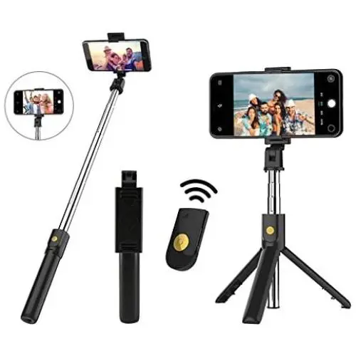 Selfie Stick Tripod- Bluetooth Wireless Remote Shutter Tripod, Mini Extendable Aluminum Cell Phone Stand, 270° Rotation Portable Monopod Compatible with iPhone and Android Smartphone Selfie Stick Tripod- Bluetooth Wireless Remote Shutter Tripod, Mini Extendable Aluminum Cell Phone Stand, 270° Rotation Portable Monopod Compatible with iPhone and Android Smartphone