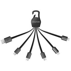 CHAFON Multi Charging Cable Short 3A,Universal Type C Charger Cord Buckle with 2 USB C,2 Phone,Micro Connectors Replacement for Cell Phone Tablets Speaker,5.3 Inch (Black)