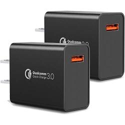 [2-Pack] Quick Charge 3.0 Wall Charger,18W QC 3.0 USB Wall Charger Adapter Fast Charging Block Compatible Wireless Charger Compatible with Samsung Galaxy S10 S9 S8 Plus S7 S6 Edge Note 9, LG, Kindle