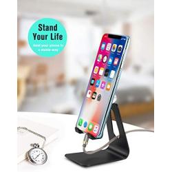 Adjustable Cell Phone Stand,Skejer Stand,2020 Update,Phone Holder,Table Stand,Dock,Aluminum Desktop Stand Compatible with iPhone Galaxy Edge All Smart Phone and Tablets Under 10 inches-Black