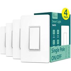 Single Pole Treatlife Smart Light Switch, 4 Pack, Neutral Wire Required, 2.4Ghz Wi-Fi Light Switch, Works with Alexa and Google Assistant, Schedule, Remote Control, ETL Listed, FCC