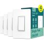 Single Pole Treatlife Smart Light Switch, 4 Pack, Neutral Wire Required, 2.4Ghz Wi-Fi Light Switch, Works with Alexa and Google Assistant, Schedule, Remote Control, ETL Listed, FCC