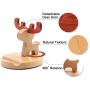 Cell Phone Desk Stand Holder, MHKBD Cute ELK Phone Stand Wooden Cellphone Holder with Anti-Slip Base Phone Cradle Fits All Smart Phones, Desk Decoration