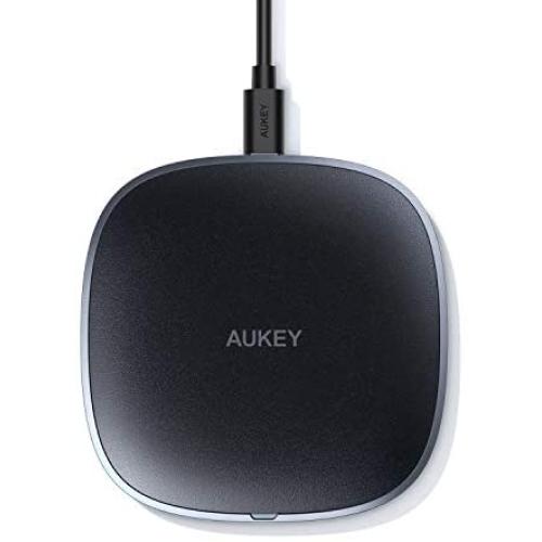 AUKEY Wireless Charger 10W Qi Fast Charging with Micro USB and ABS Base, Deliver Precise Power to Most Qi Enabled Smartphones, no Need to Remove Case (Non-Metal)