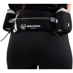 World Voyager No Bounce Runners Hydration Belt with Reflectors, Smartphone Pocket (Fits iPhone 6 Plus), BPA Free Water Bottles