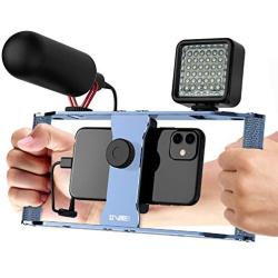 Smartphone Video Rig, VMEI Film and Video Making Stand, Phone Video Stabilizer Grip Tripod Mount,for All iPhone, Samsung Galaxy and Other Smartphones，All Metal Manufacturing.(Blue)