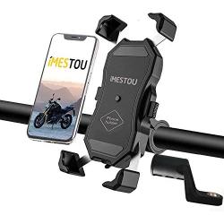 iMESTOU Motorcycle Phone Holder Bicycle/Bike Cellphone Mount Auto Clamping 360 Rotation for 22-25-32mm Handlebar/Rear-View Mirror on Street Bike Dirt Bikes Snowmobile Adventure Motorcycles ATV