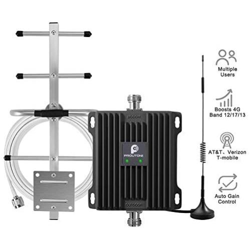 Cell Phone Signal Booster for Home and Office - Boost Verizon AT&T T-Mobile 4G LTE Data & HD Voice (Volte) Signal with 700MHz Dual Band 12/13/17 Cell Repeater Amplifier Kit Omni/Yagi Antennas