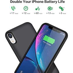 QTshine Battery Case for iPhone XR, Newest [6800mAh] Protective Portable Charging Case Rechargeable Extended Battery Pack Charger Case for Apple iPhone XR(6.1inch) Backup Power Bank Cover - Black