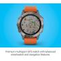 Garmin Fenix 6 Sapphire Titanium with Orange Band, Premium Multisport GPS Watch (010-02158-13) and Texel 10,000mAh Portable Battery Pack, Wall and Car Charger Bundle