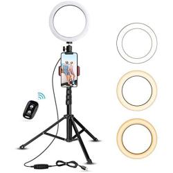 8" Selfie Ring Light with Tripod Stand & Cell Phone Holder for Live Stream/Makeup, UBeesize Mini Led Camera Ringlight for YouTube Video/Photography Compatible with iPhone Xs Max XR Android (Upgraded)