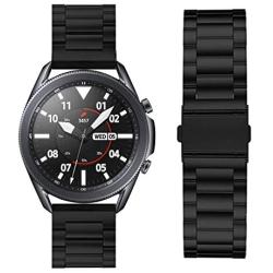 HATALKIN Band Compatible with Samsung Galaxy Watch 3 45mm Bands, Solid Stainless Steel Metal Replacement Strap for Galaxy Watch3 45mm (Black)