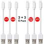 Short USB Charging Cable 6 Pack (3 x Micro USB Cable, 3X iOS Charging Cable) Support Sync Data, 1FT Charger Cord Compatible with Cell Phone XS Max/XS/XR/X/8 Plus/8/7, Android, Power Bank and More