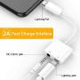 [Apple MFi Certified] 2 in 1 Lightning to 3.5mm Headphone Audio & Charger,iPhone Headphone Adapter Dongle Charger Jack AUX Audio 3.5 mm Accessory Compatible with iPhone 11/11 Pro/XS/XR/X/8 7 6, iPad