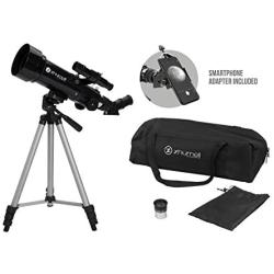 Zhumell Z70 Portable Refractor w Tripod, Phone Adapter & Carry Bag, Black