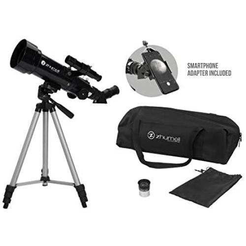 Zhumell Z70 Portable Refractor w Tripod, Phone Adapter & Carry Bag, Black