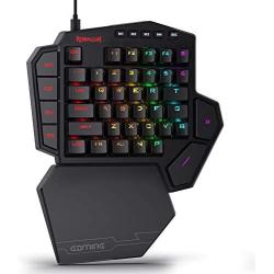 Redragon K585 DITI One-Handed RGB Mechanical Gaming Keyboard, Blue Switches, Type-C Professional Gaming Keypad with 7 Onboard Macro Keys, Detachable Wrist Rest, 42 Keys