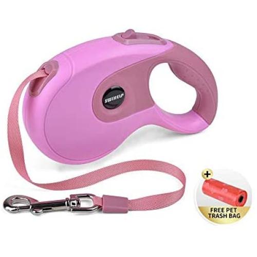 SWIHELP Dog Leash Retractable, 16 ft Pet Leash for Small Medium Large Dogs Up to 40 KG with One Button&Lock System for Training, Walking, Jogging