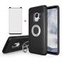 Samsung Galaxy S9 Phone Case with Tempered Glass Screen Protector Magnetic Ring Holder Stand Kickstand Hybrid Protective Cell Accessories Hard Cover for Glaxay S 9 Edge Galazy 9S GS9 Women Girls Men