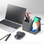 Lecone 10W Fast Wireless Charger with Desk Organizer Qi Certified Fabric Induction Charger Stand Pen Pencil Holder Compatible iPhone 11/Xs MAX/XR/XS/X/8/8, Samsung S10/S9/S9+/S8/S8+/Note 10, Grey
