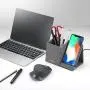 Lecone 10W Fast Wireless Charger with Desk Organizer Qi Certified Fabric Induction Charger Stand Pen Pencil Holder Compatible iPhone 11/Xs MAX/XR/XS/X/8/8, Samsung S10/S9/S9+/S8/S8+/Note 10, Grey