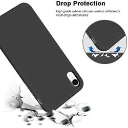 iPhone XR Case, Anuck Soft Silicone Gel Rubber Bumper Phone Case with Anti-Scratch Microfiber Lining Hard Shell Shockproof Full-Body Protective Case Cover for Apple iPhone XR 6.1" 2018 - Black